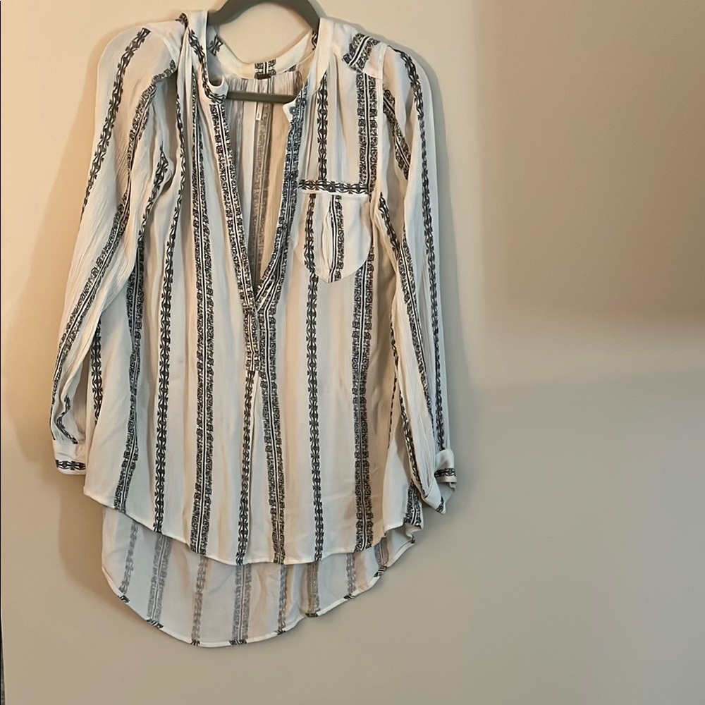 Free People Black and Cream Relaxed Tunic